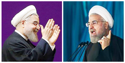 عکس چه وقت رنگِ بنرِ پشت رئیس جمهور بنفش طراحی می شود؟ / نگاهی به استفاده هوشمندانه از رنگِ هویت بصری آقای روحانی rohani copy