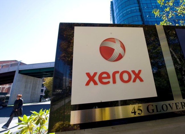 ** FILE ** In this Oct. 23, 2008 file photo, Xerox Corporation headquarters in Norwalk, Conn. is shown. Xerox said Friday, Jan. 23, 2009, profits fell, breaking even on an earnings-per-share basis, in the fourth quarter as the weak economy and unfavorable exchange rates hurt results. (AP Photo/Douglas Healey, file)